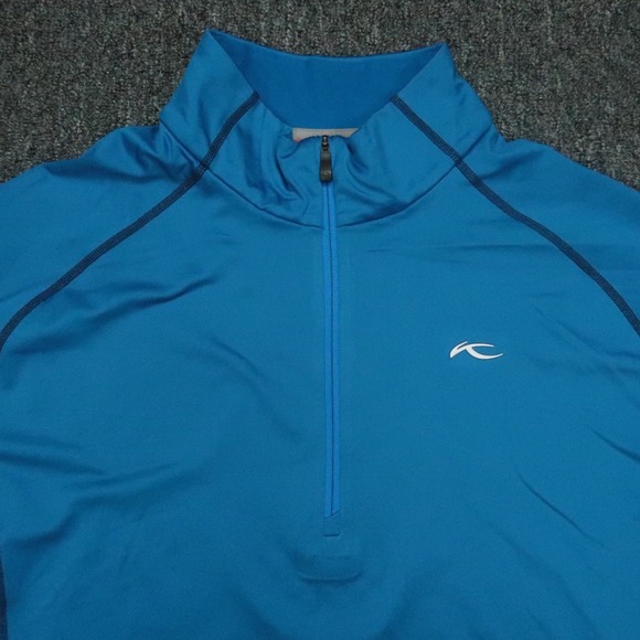KJUS‎ Pullover Mens Large Blue Cell Block Half Zip Performance Golf - Picture 2 of 11